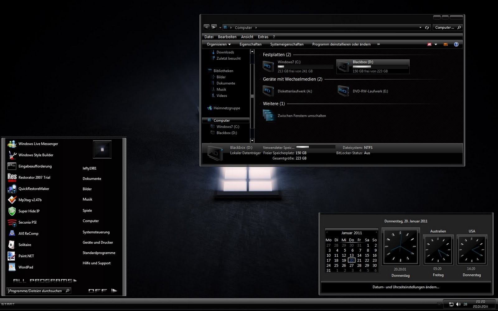 dark desktop themes windows 7